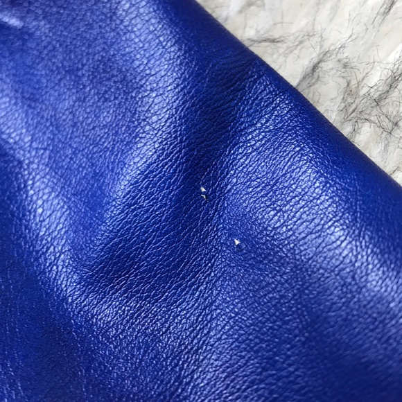 Blank NYC Blue Vegan Leather Crop Moto Jacket - Picture 4 of 5